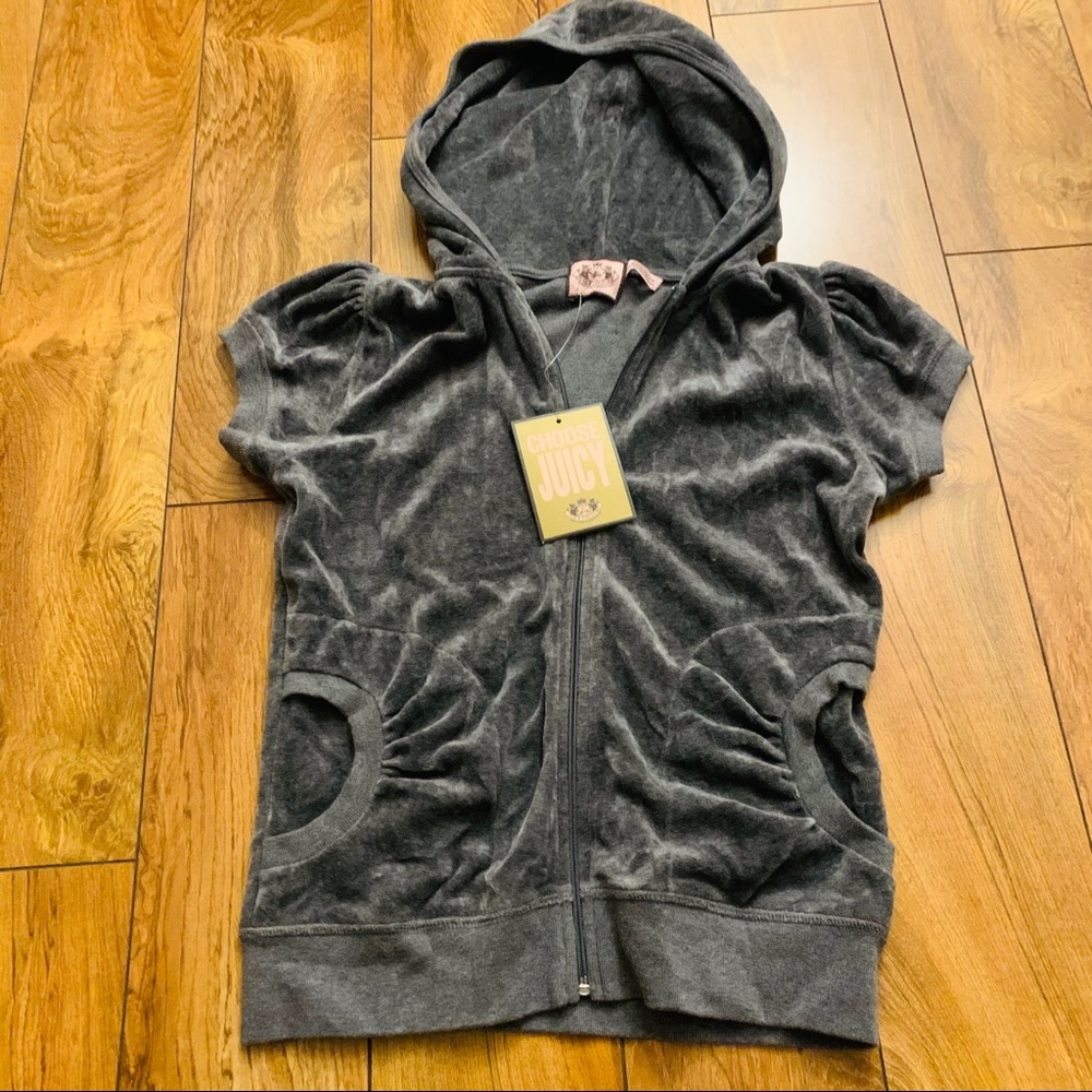 NWT JUICY COUTURE GRAY VELOUR TRACK HOODIE SZ S